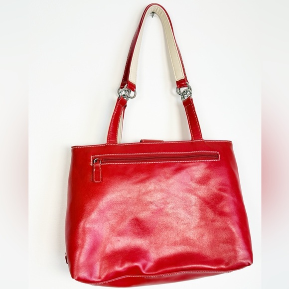 Nine West Red Vegan Leather Purse with Contrasting Cream at Handles - Picture 2 of 12